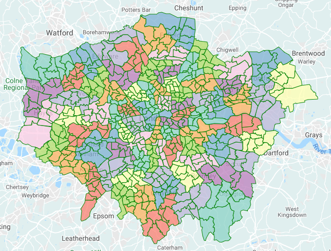 Map of proposed London constituencies