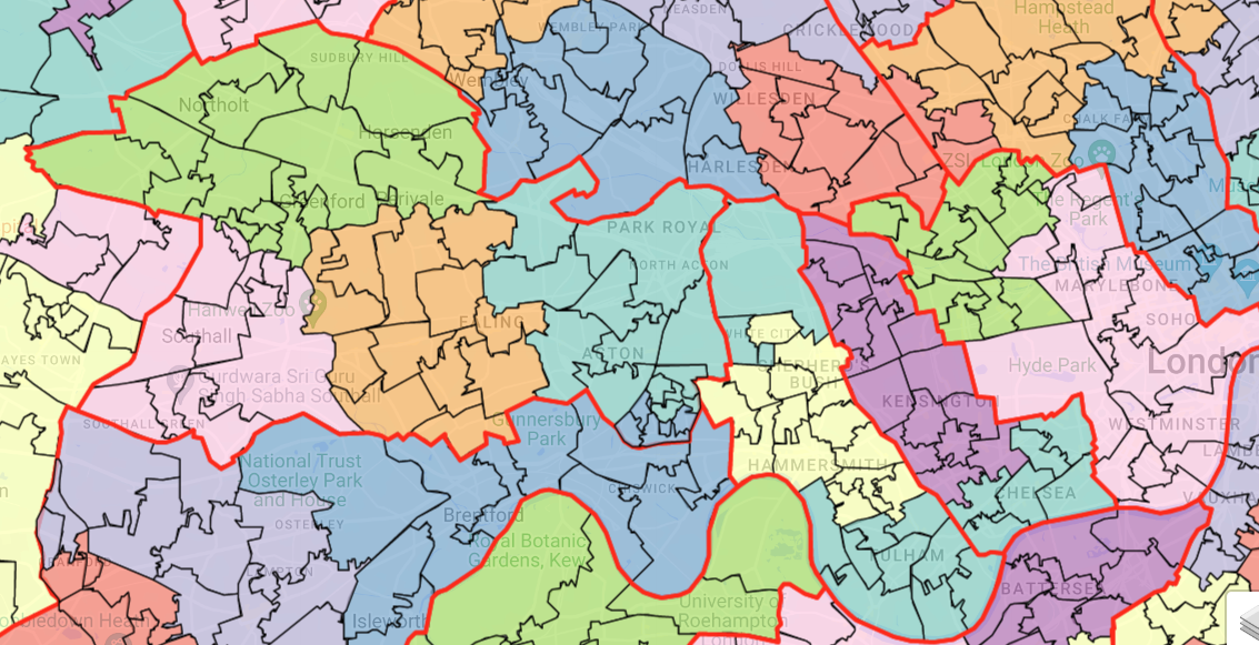 Constituency map based on census population